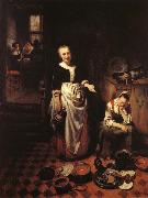 Interior with a Sleeping Maid and Her Mistress MAES, Nicolaes